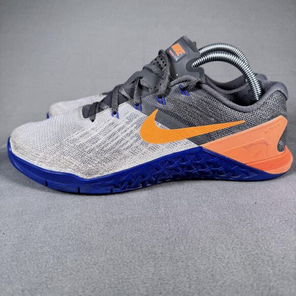 Nike Metcon 3 Shoes Mens Size 8.5 Gray Orange Blue Training CrossFit 852928-003 - Picture 1 of 11
